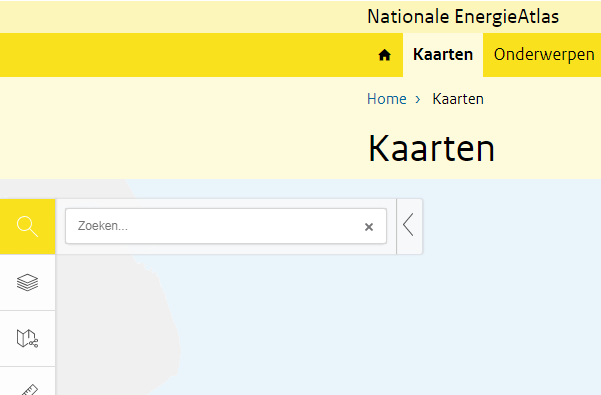 Schermweergave van kaartviewer met selectie van locatie
